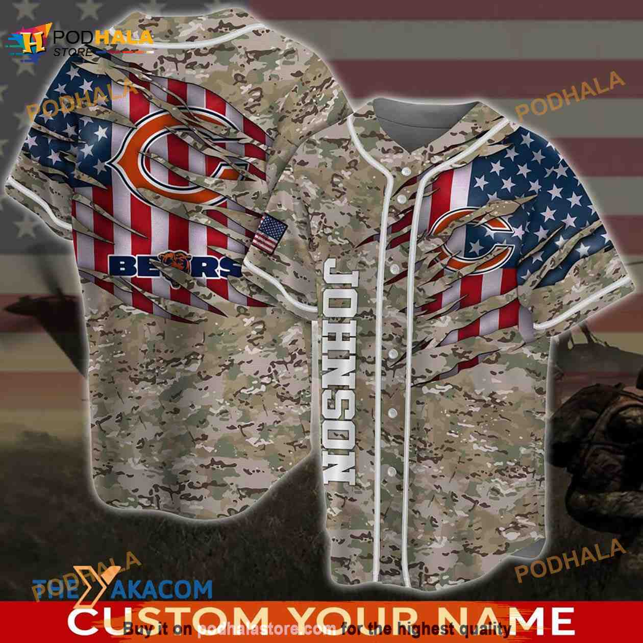 Personlized Chicago Bears NFL Custom Name 3D Baseball Jersey Shirt Personlized Chicago Bears NFL Custom Name 3D Baseball Jersey Shirt