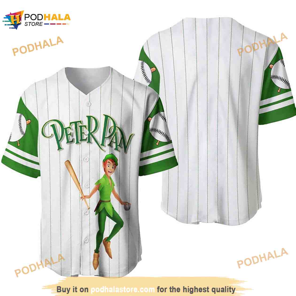 Peter Pan Pinstripe 3D Baseball Jersey Peter Pan Pinstripe 3D Baseball Jersey