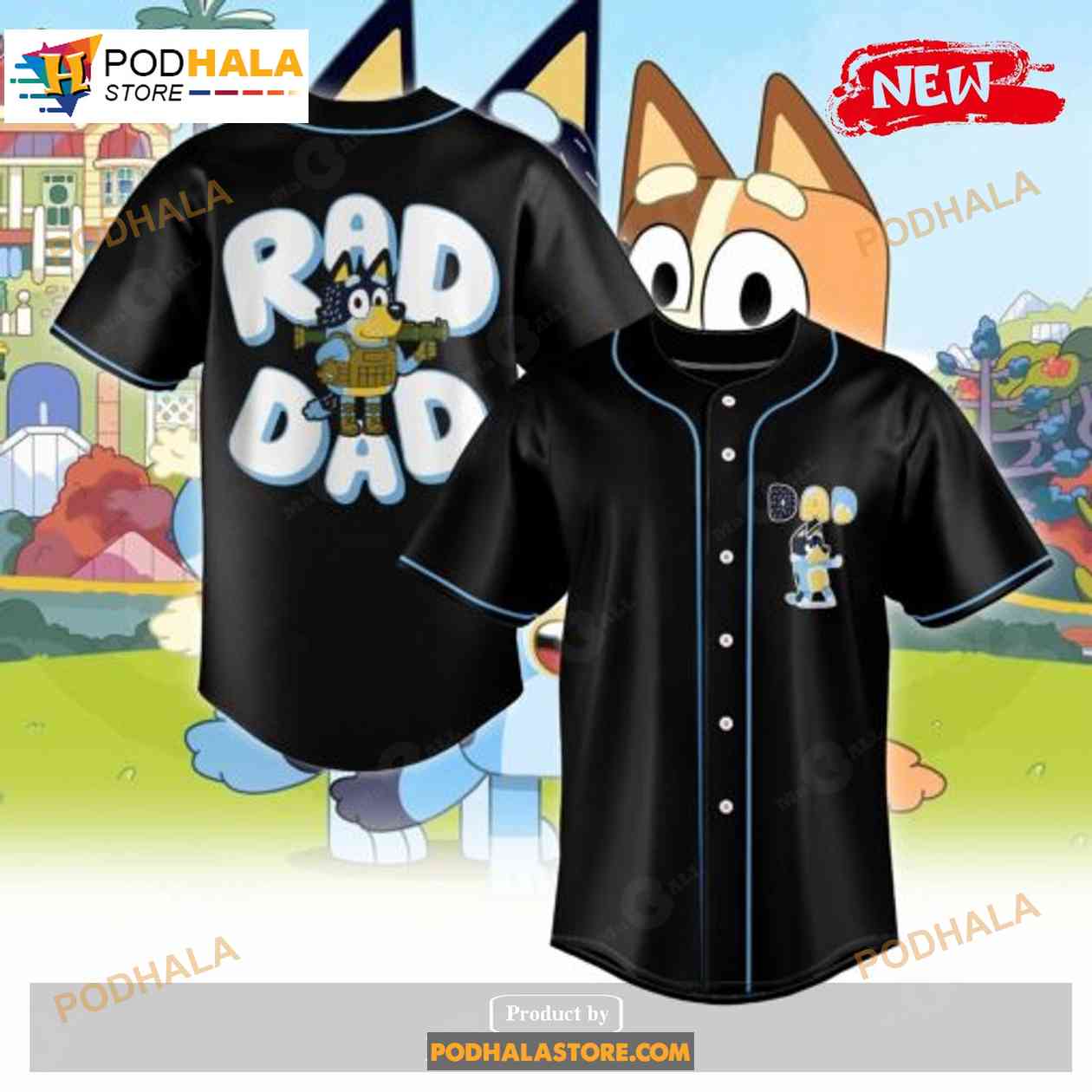 Rad Dad Bandit Heeler Style Black Bluey Jersey Rad Dad Bandit Heeler Style Black Bluey Jersey