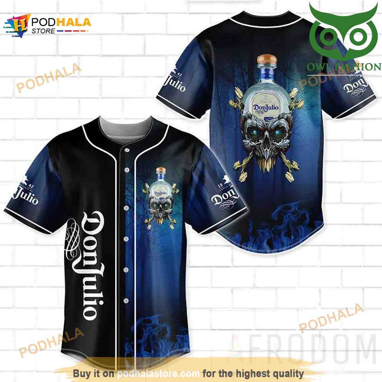 Skull Fire Don Julio 3D Baseball Jersey Skull Fire Don Julio 3D Baseball Jersey