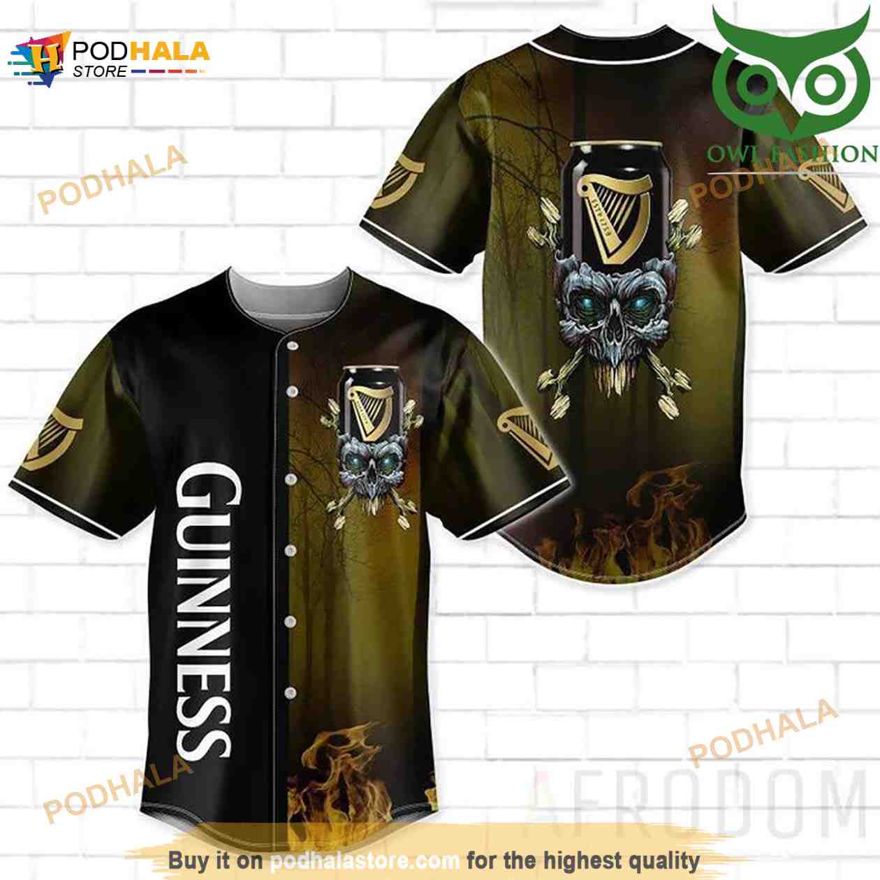 Skull Fire Guinness Beer 3D Baseball Jersey Skull Fire Guinness Beer 3D Baseball Jersey
