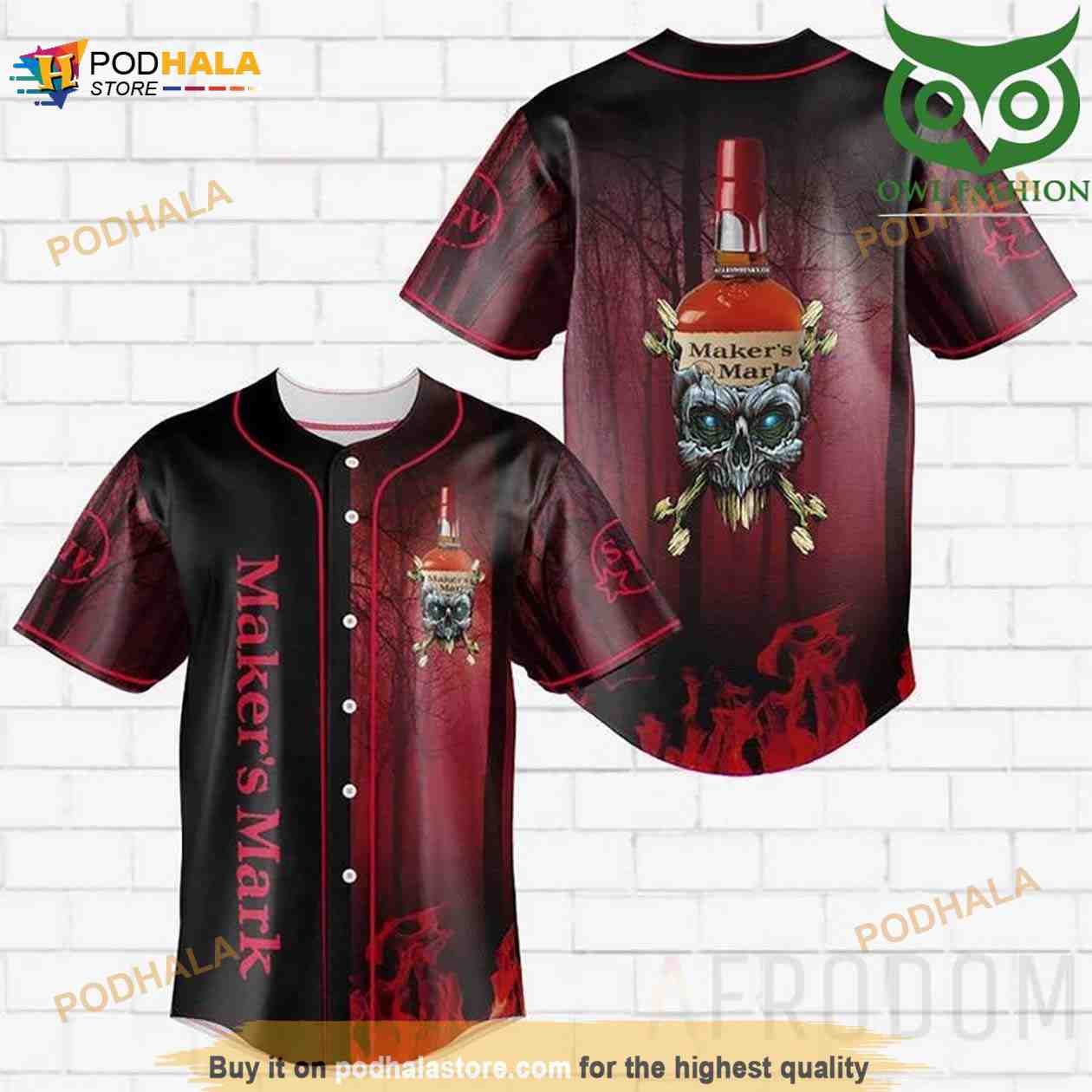 Skull Fire Makers Mark 3D Baseball Jersey Skull Fire Makers Mark 3D Baseball Jersey