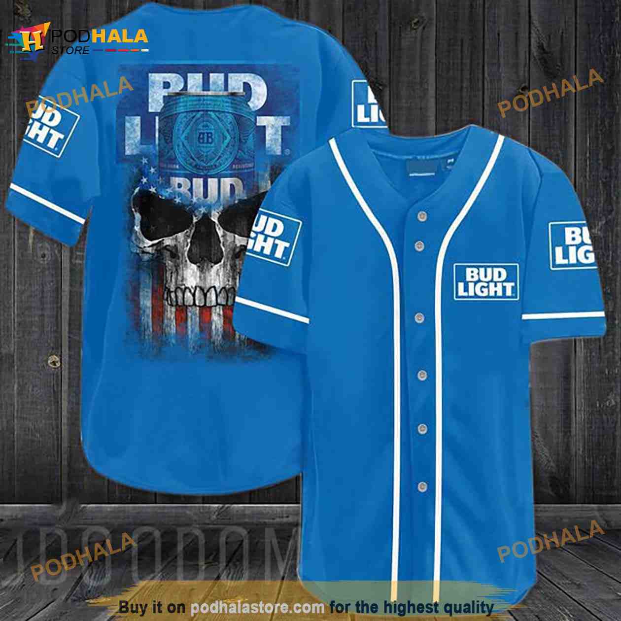 Us Flag Black Skull Bud Light 3D Baseball Jersey Us Flag Black Skull Bud Light 3D Baseball Jersey