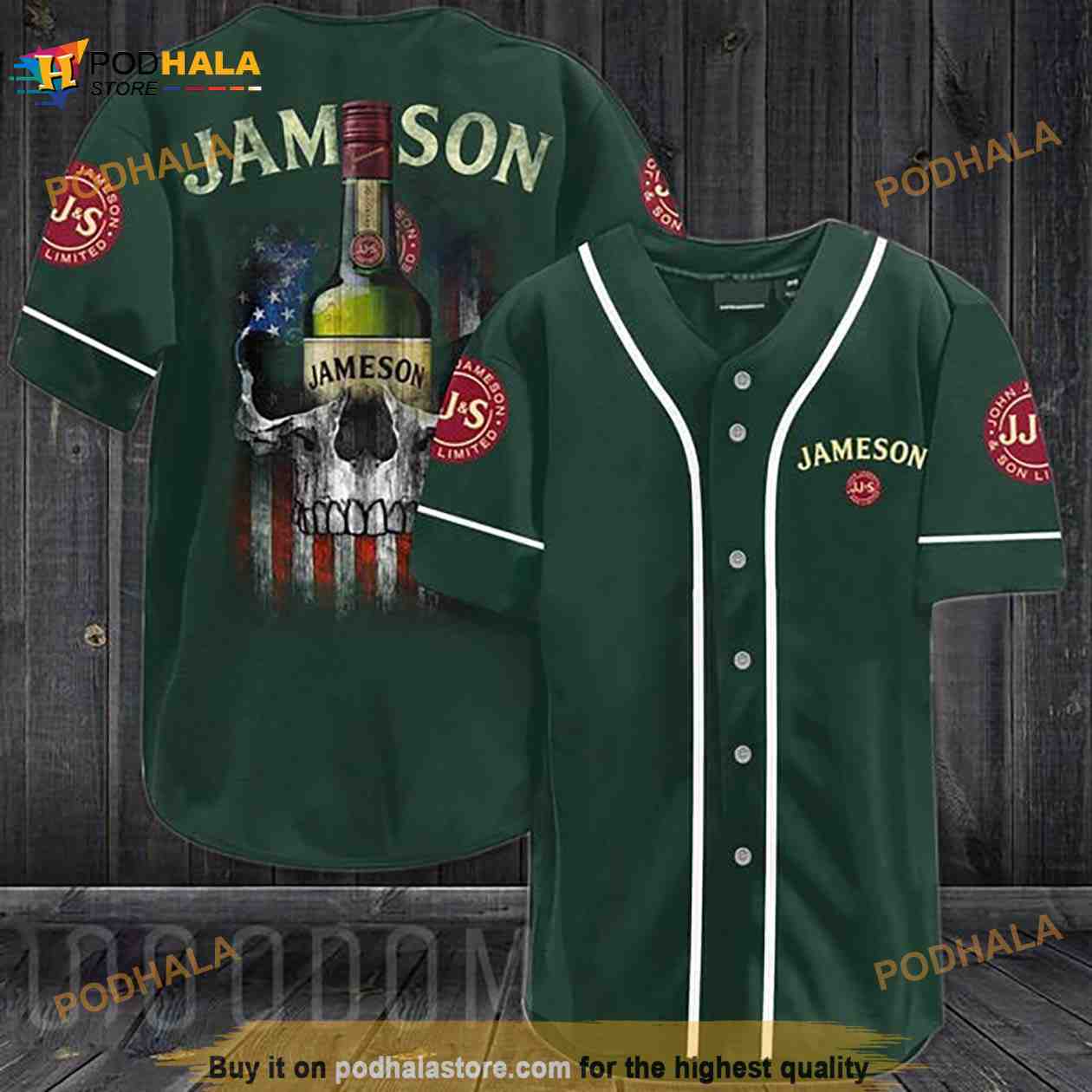 Us Flag Black Skull Jameson 3D Baseball Jersey Us Flag Black Skull Jameson 3D Baseball Jersey