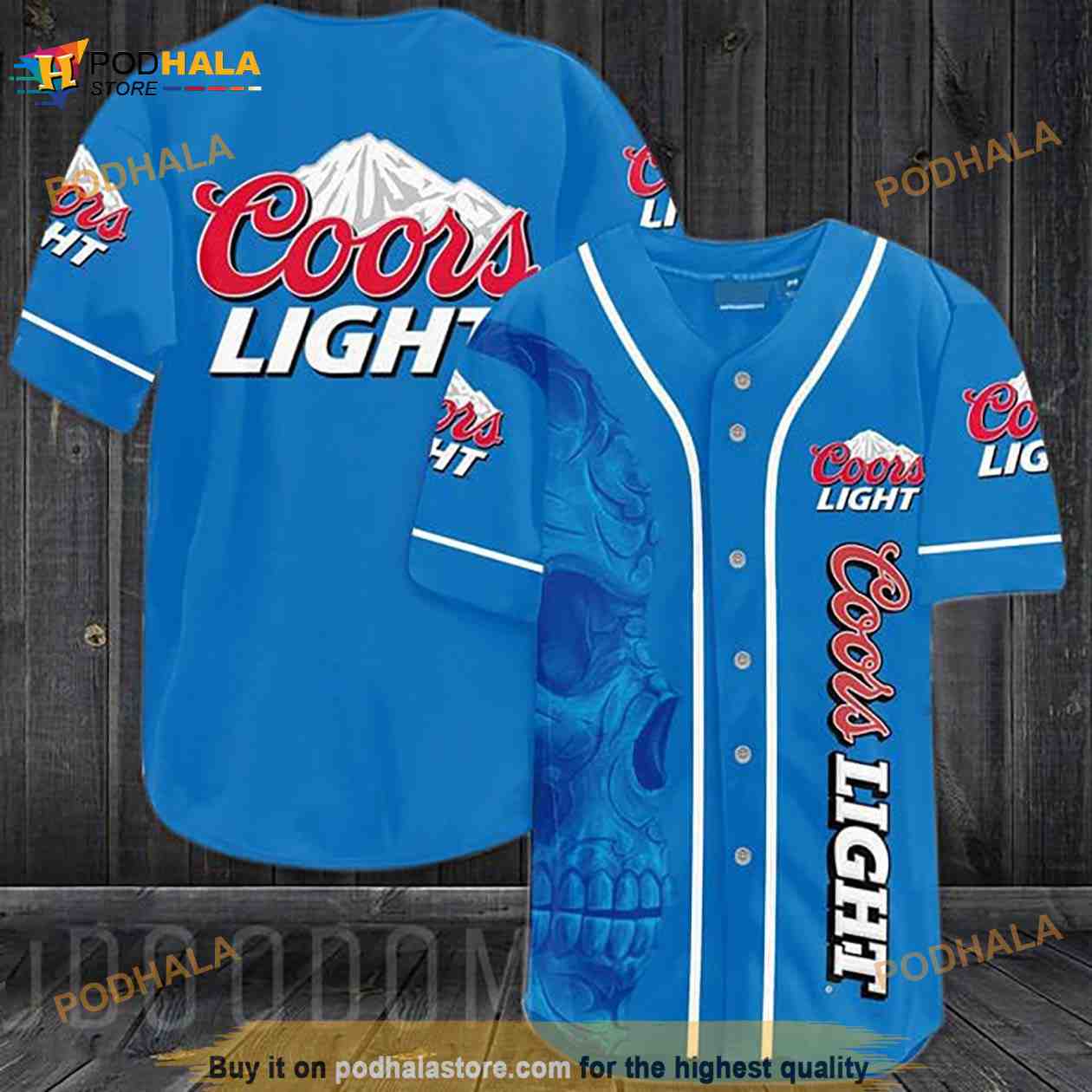 Vintage Blue Skull Coors Light 3D Baseball Jersey Vintage Blue Skull Coors Light 3D Baseball Jersey