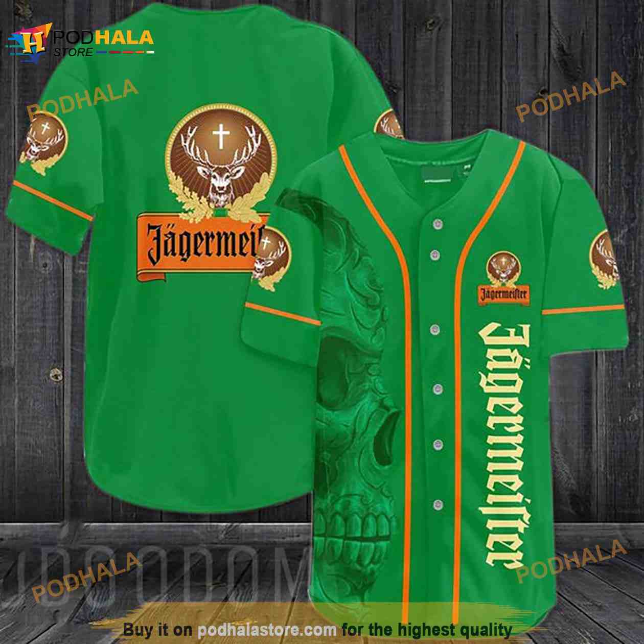 Vintage Green Skull Jagermeister 3D Baseball Jersey Vintage Green Skull Jagermeister 3D Baseball Jersey