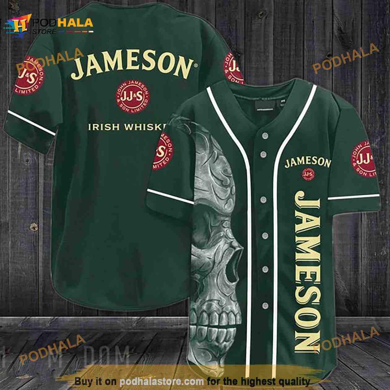 Vintage Green Skull Jameson 3D Baseball Jersey Vintage Green Skull Jameson 3D Baseball Jersey