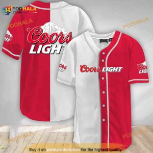 White And Red Split Coors Light 3D Baseball Jersey
