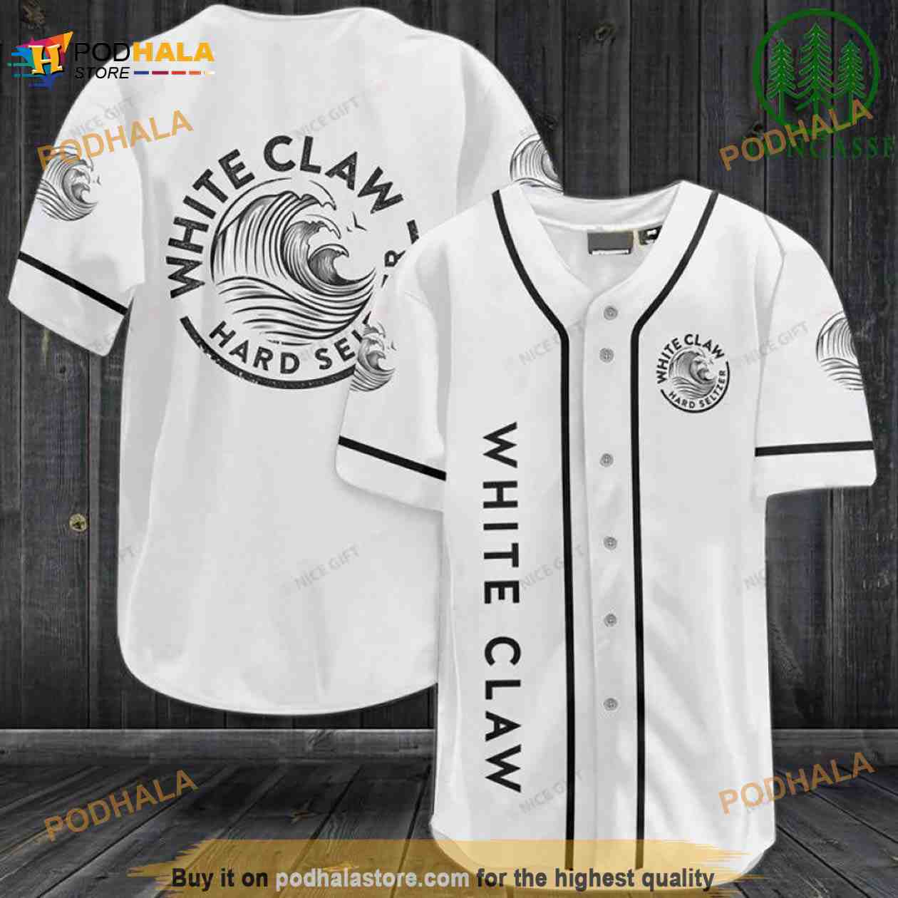 White Claw 3D Baseball Jersey Shirt White Claw 3D Baseball Jersey Shirt