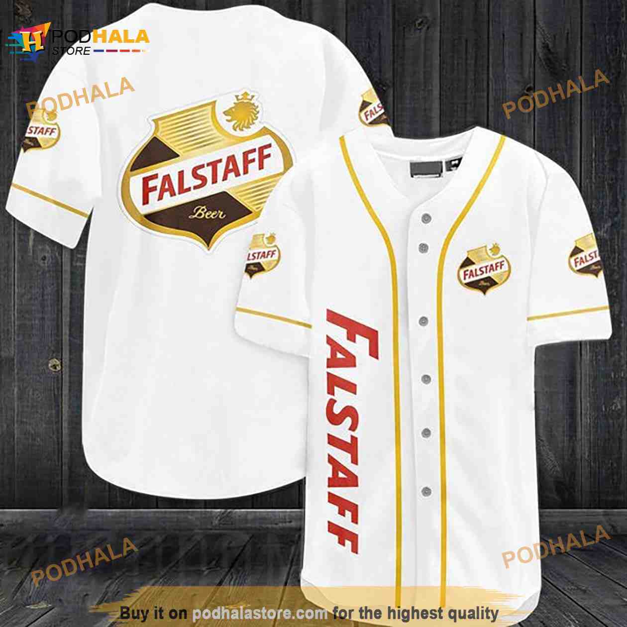White Falstaff Beer 3D Baseball Jersey White Falstaff Beer 3D Baseball Jersey