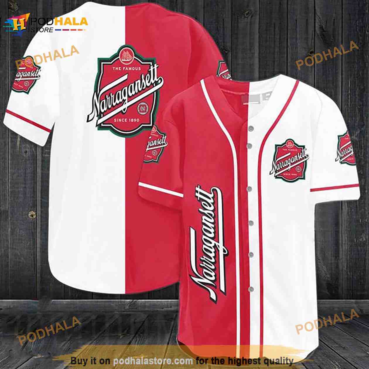 White Red Narragansett Beer 3D Baseball Jersey White Red Narragansett Beer 3D Baseball Jersey