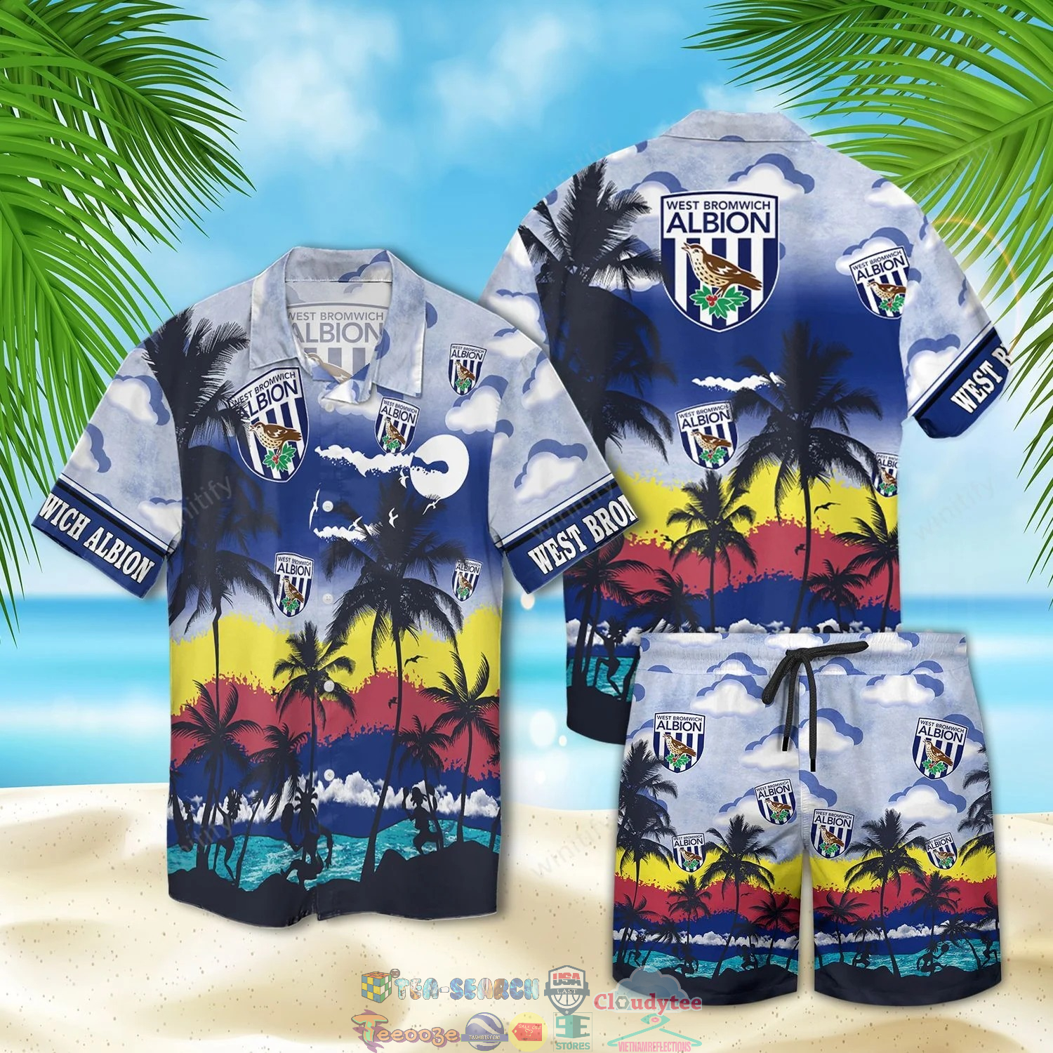 West Bromwich Albion Fc Palm Tree Hawaiian Shirt Beach Shorts West Bromwich Albion Fc Palm Tree Hawaiian Shirt Beach Shorts