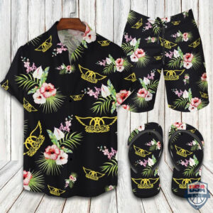 Aerosmith Hawaiian Shirt Beach Short And Flip Flops