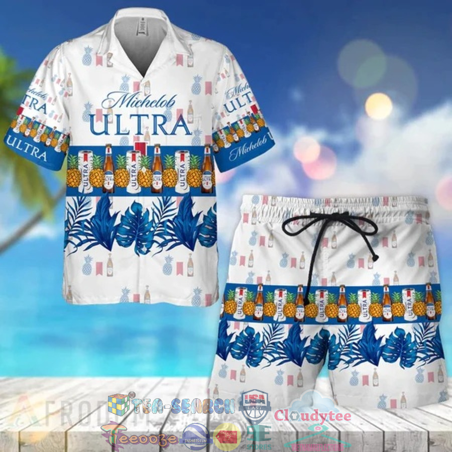 Michelob Ultra Beer Tropical Pineapple Hawaiian Shirt Beach Shorts Michelob Ultra Beer Tropical Pineapple Hawaiian Shirt Beach Shorts