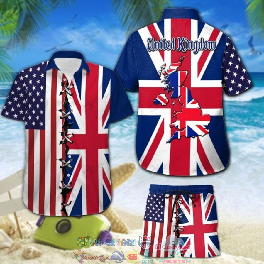United Kingdom American Flag Hawaiian Shirt And Shorts United Kingdom American Flag Hawaiian Shirt And Shorts
