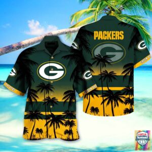 Green Bay Packers Nfl Hawaiian Shirt Beach Short