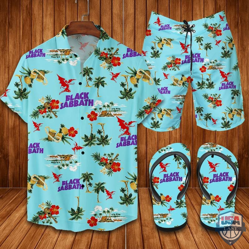 Black Sabbath Hawaiian Shirt Beach Short And Flip Flops Black Sabbath Hawaiian Shirt Beach Short And Flip Flops