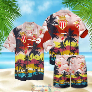 As Monaco Fc Palm Tree Hawaiian Shirt Beach Shorts