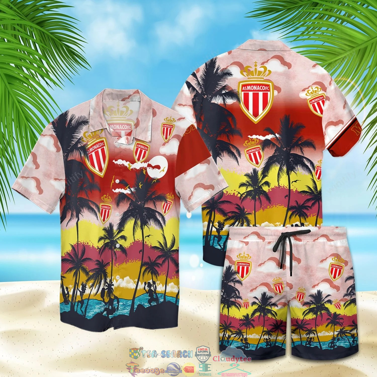 As Monaco Fc Palm Tree Hawaiian Shirt Beach Shorts As Monaco Fc Palm Tree Hawaiian Shirt Beach Shorts