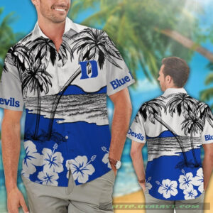 Duke Blue Devils Hibiscus Hawaiian Shirt Beach Short