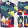 Adidas Pop Art Full Print Hawaiian Shirt Beach Shorts And Flip Flops