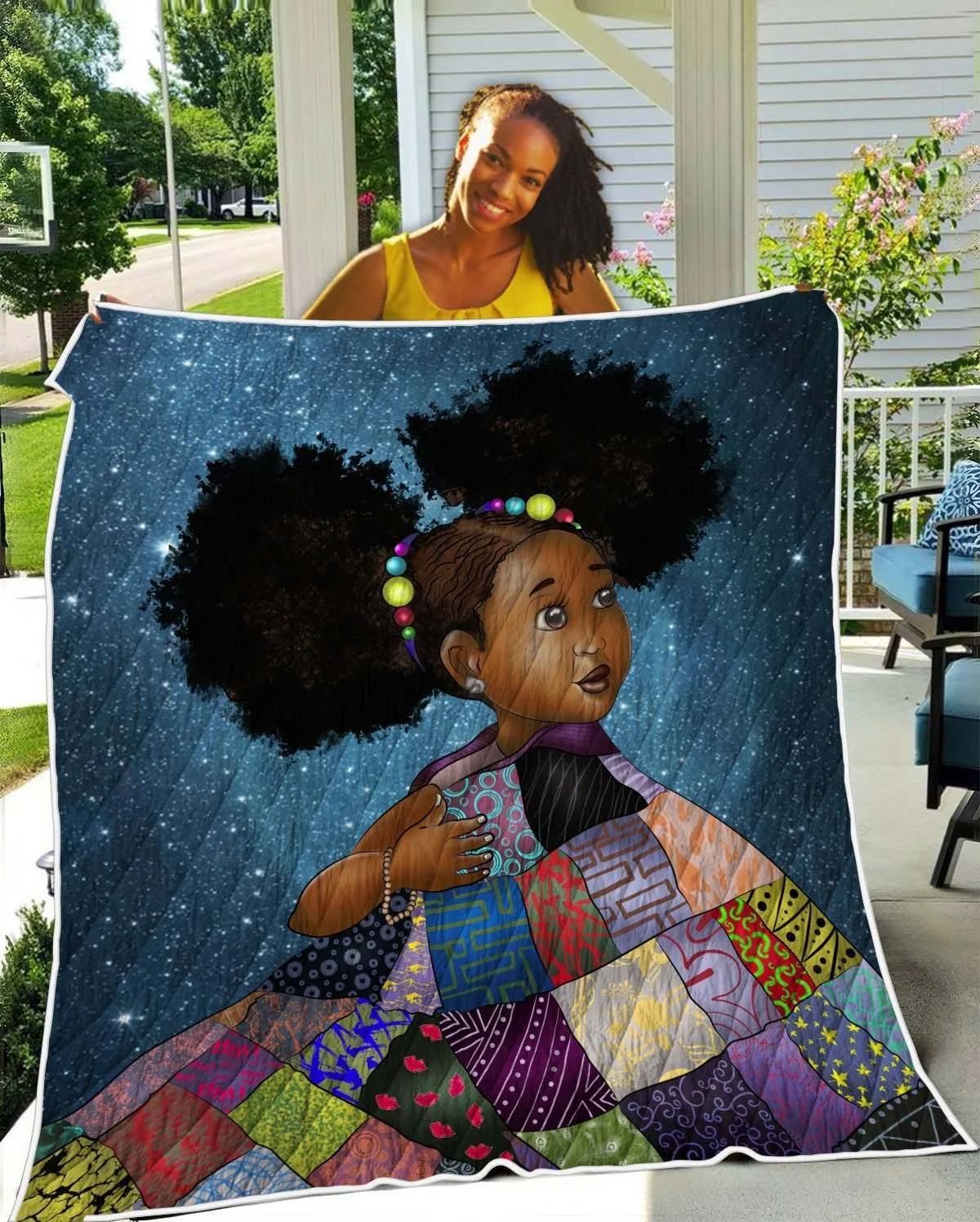 African Black Daughter Quilt - Melanin Poppin Adorable Daughter Quilt Quilt Single African Black Daughter Quilt - Melanin Poppin Adorable Daughter Quilt Quilt Single