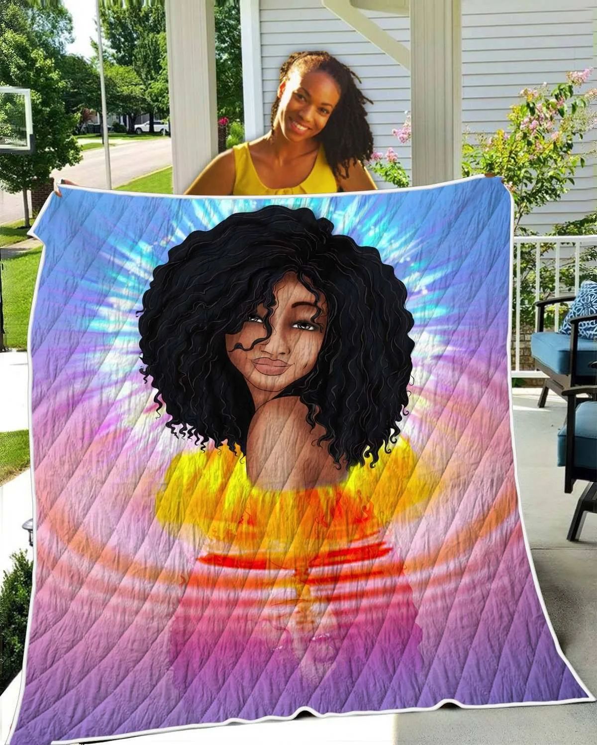 African Natural Art Quilt - Sexy Poppin Melanin Afro Hair Women Quilt Quilt Single African Natural Art Quilt - Sexy Poppin Melanin Afro Hair Women Quilt Quilt Single