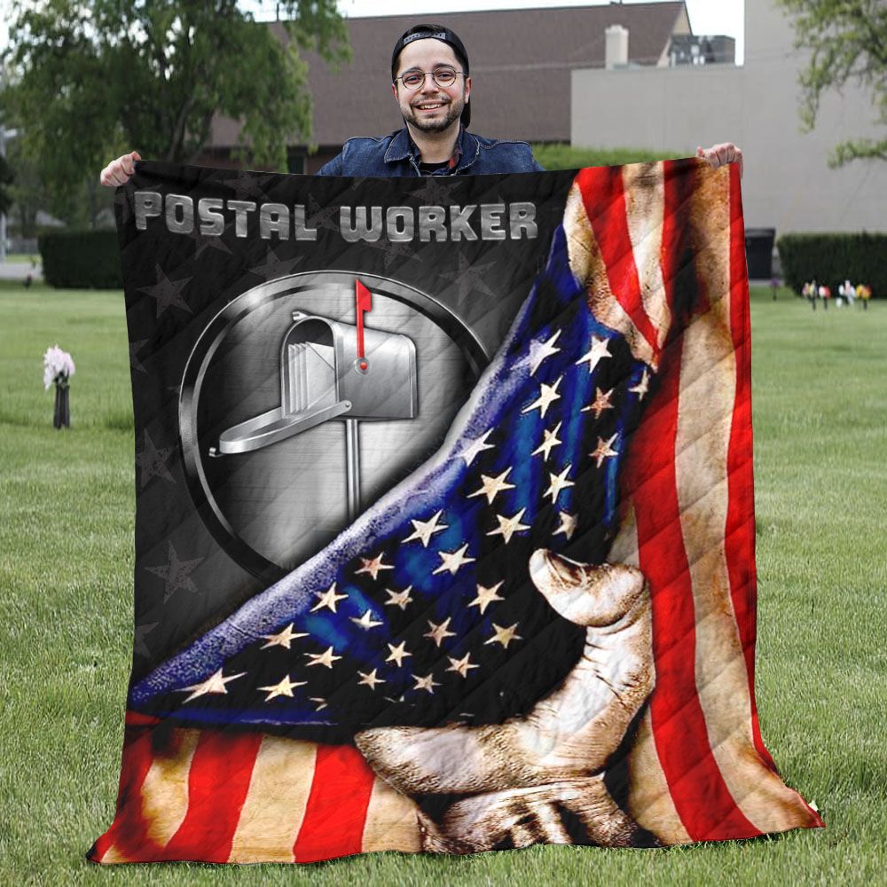 American Flag Quilts - Mail Box With US Flag Blanket - Retired Postal Worker Gifts American Flag Quilts - Mail Box With US Flag Blanket - Retired Postal Worker Gifts