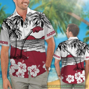 Arkansas Razorbacks Hibiscus Hawaiian Shirt Beach Short