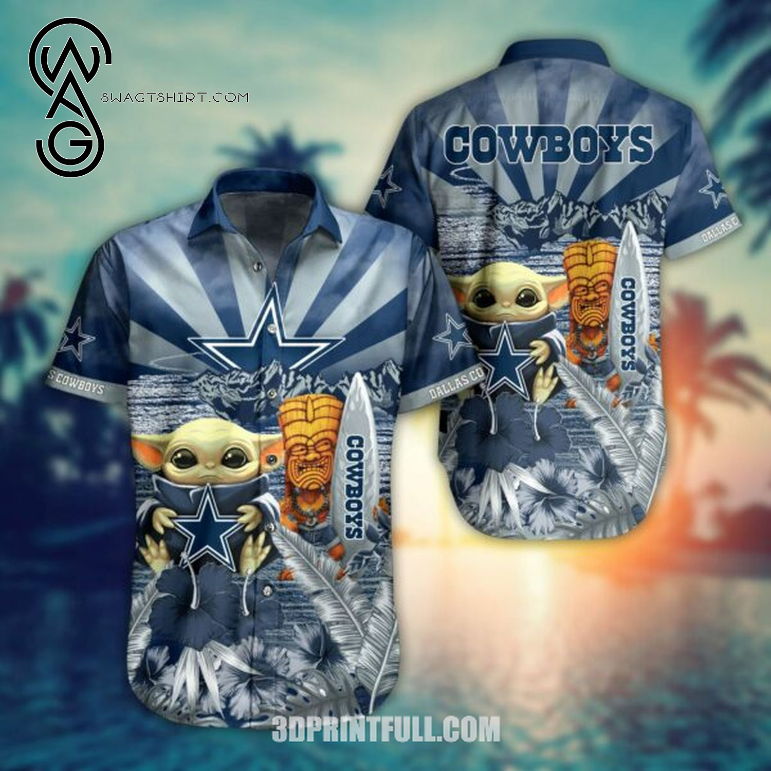 Baby Yoda And Dallas Cowboys Combo Hawaiian Shirt And Shorts Baby Yoda And Dallas Cowboys Combo Hawaiian Shirt And Shorts