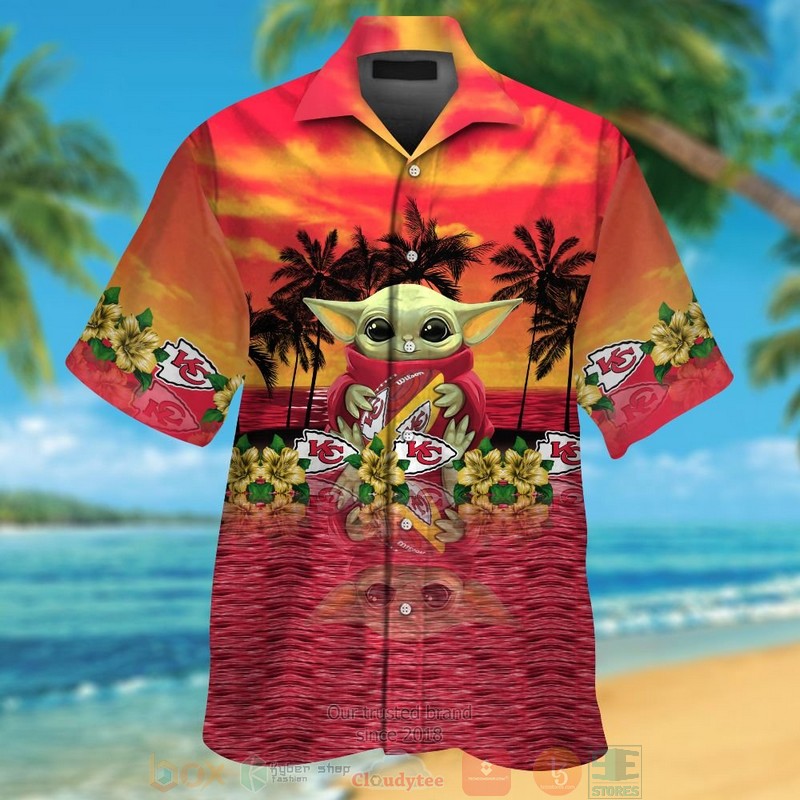 Baby Yoda Hug Kansas City Chiefs Hawaiian Shirt And Shorts Baby Yoda Hug Kansas City Chiefs Hawaiian Shirt And Shorts