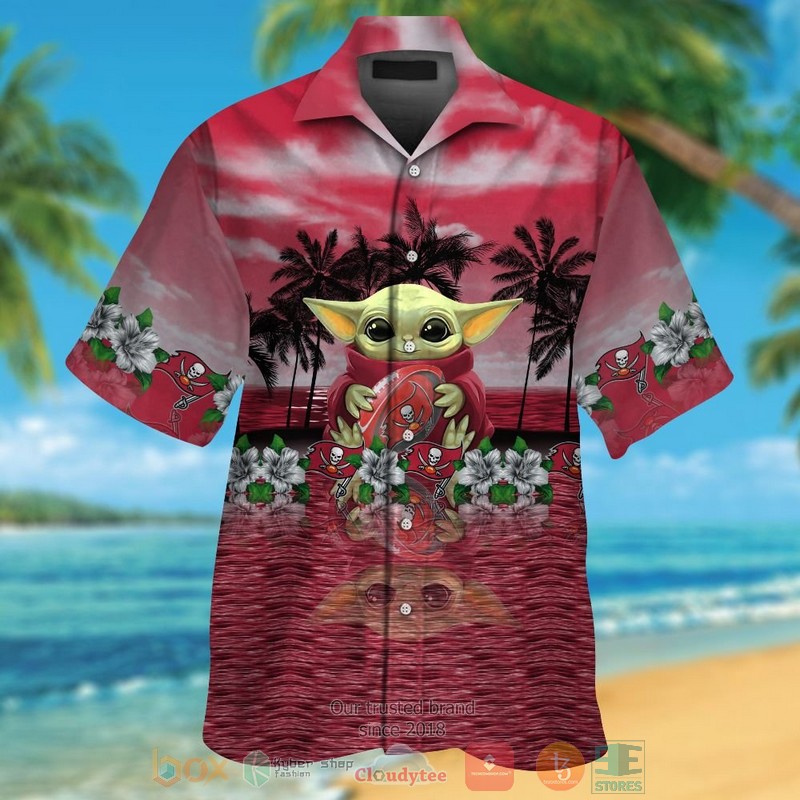 Baby Yoda Hug Tampa Bay Buccaneers Hawaiian Shirt And Shorts