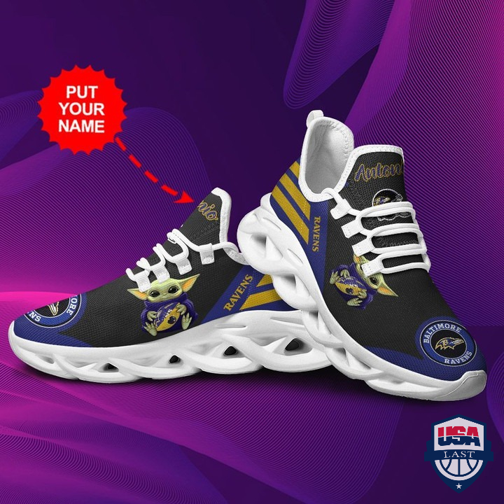 Baltimore Ravens Baby Yoda Custom Name Max Soul Shoes 30 Baltimore Ravens Baby Yoda Custom Name Max Soul Shoes 30