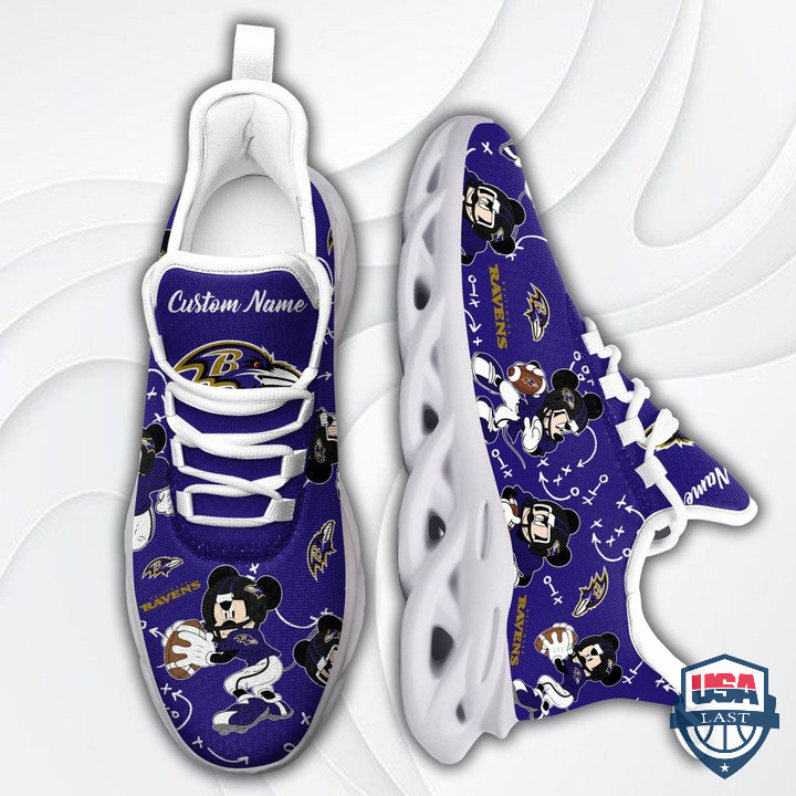 Baltimore Ravens Mickey Mouse Custom Name Max Soul Shoes 58 Baltimore Ravens Mickey Mouse Custom Name Max Soul Shoes 58