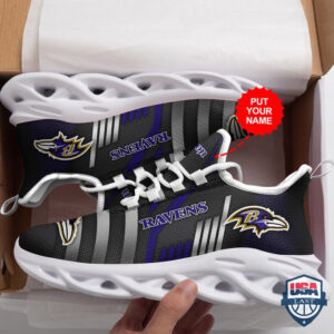 Baltimore Ravens Silver Line Custom Name Max Soul Sneaker 42