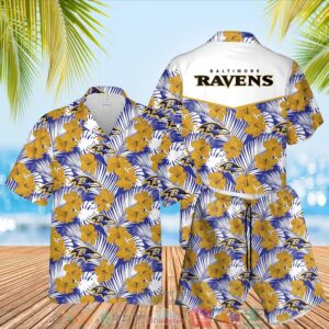 Baltimore Ravens Nfl Hibiscus Hawaiian Shirt