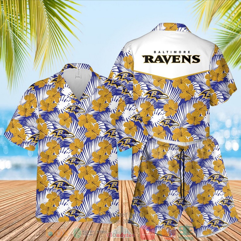 Baltimore Ravens Nfl Hibiscus Hawaiian Shirt Baltimore Ravens Nfl Hibiscus Hawaiian Shirt