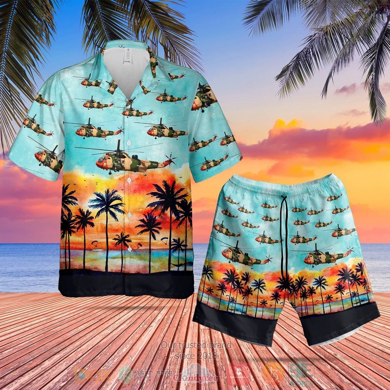 Belgian Air Force Westland Sea King Mk48 Palm Tree Hawaiian Shirt