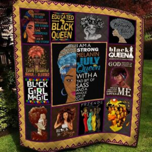 Bigprostore I'M A Strong Melanin July Queen Quilt Double (70″X80″ / 180X205Cm) Quilt