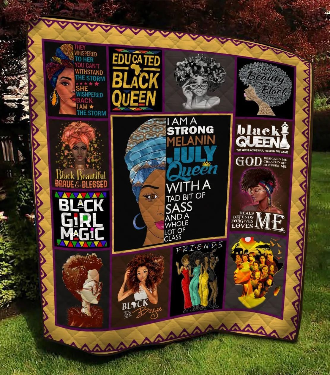 Bigprostore I'M A Strong Melanin July Queen Quilt Double (70″X80″ / 180X205Cm) Quilt Bigprostore I'M A Strong Melanin July Queen Quilt Double (70″X80″ / 180X205Cm) Quilt