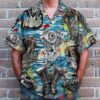 Biker Seamless Motorcycle Engine Pattern Hawaiian Shirt