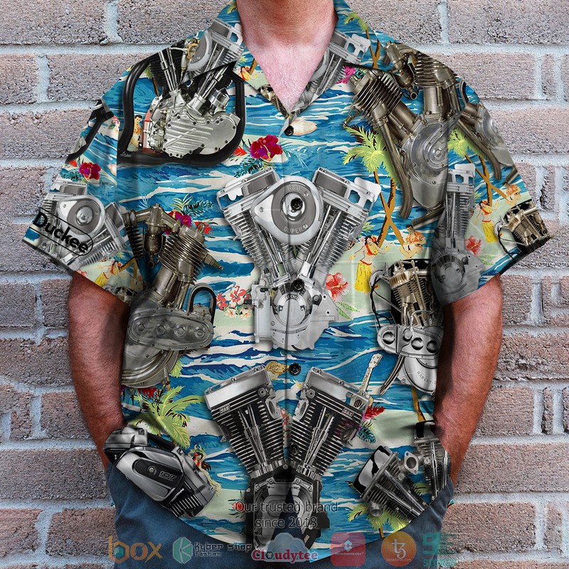 Biker Seamless Motorcycle Engine Pattern Hawaiian Shirt Biker Seamless Motorcycle Engine Pattern Hawaiian Shirt