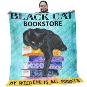 Black Cat Quilt - Black Cats With Colorful My Weekend Is All Booked Quilt - Gifts For Black Cat Lovers