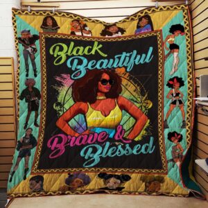 Black Girl Beautiful Brave And Blessed Quilt Quilt Blanket Dhc150120812Td