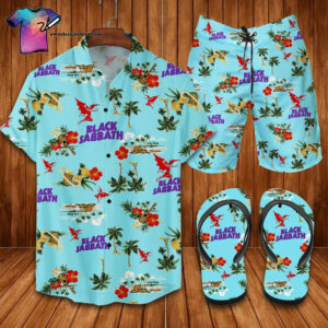 Black Sabbath Rock Band Full Print Hawaiian Shirt Beach Shorts And Flip Flops