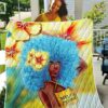Black Women Art Quilt - Blue Melanin Poppin Fro Quilt Quilt Single