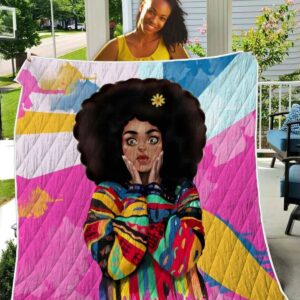 Black Women Art Quilt - Vintage Coloful Melanin Poppin Cute Girl Quilt Quilt Single