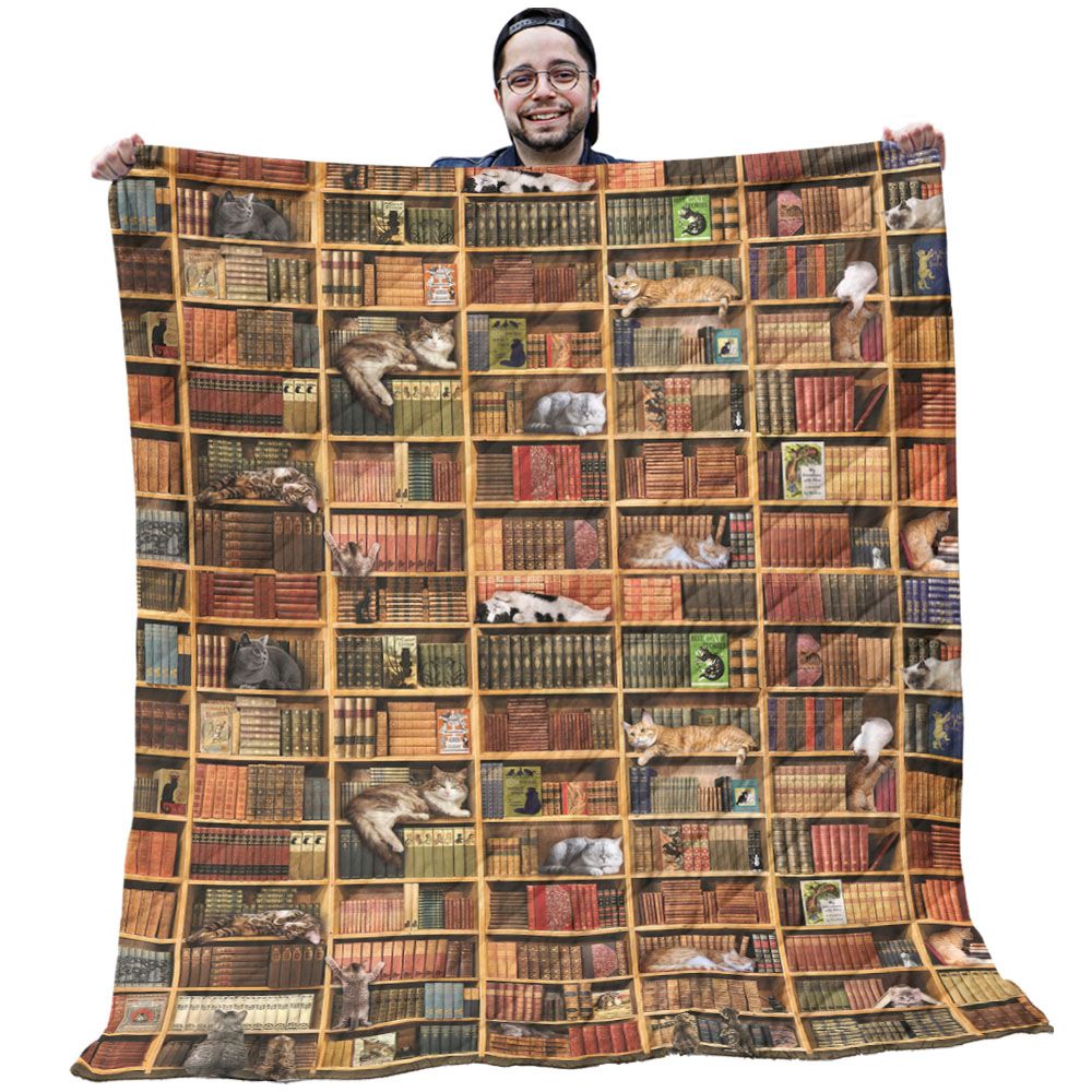 Book Shelf Quilt - Library Funny Cats And Books With Wood Book Shelf Quilt - Gifts For Library Lovers Book Shelf Quilt - Library Funny Cats And Books With Wood Book Shelf Quilt - Gifts For Library Lovers