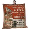 Books Quilt - Tabby Cat And Black Cat With Stack Of Books Pattern Print Red Quilt - Book Lover Gifts