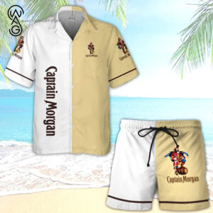 Captain Morgan All Over Print Hawaiian Shirt And Beach Shorts